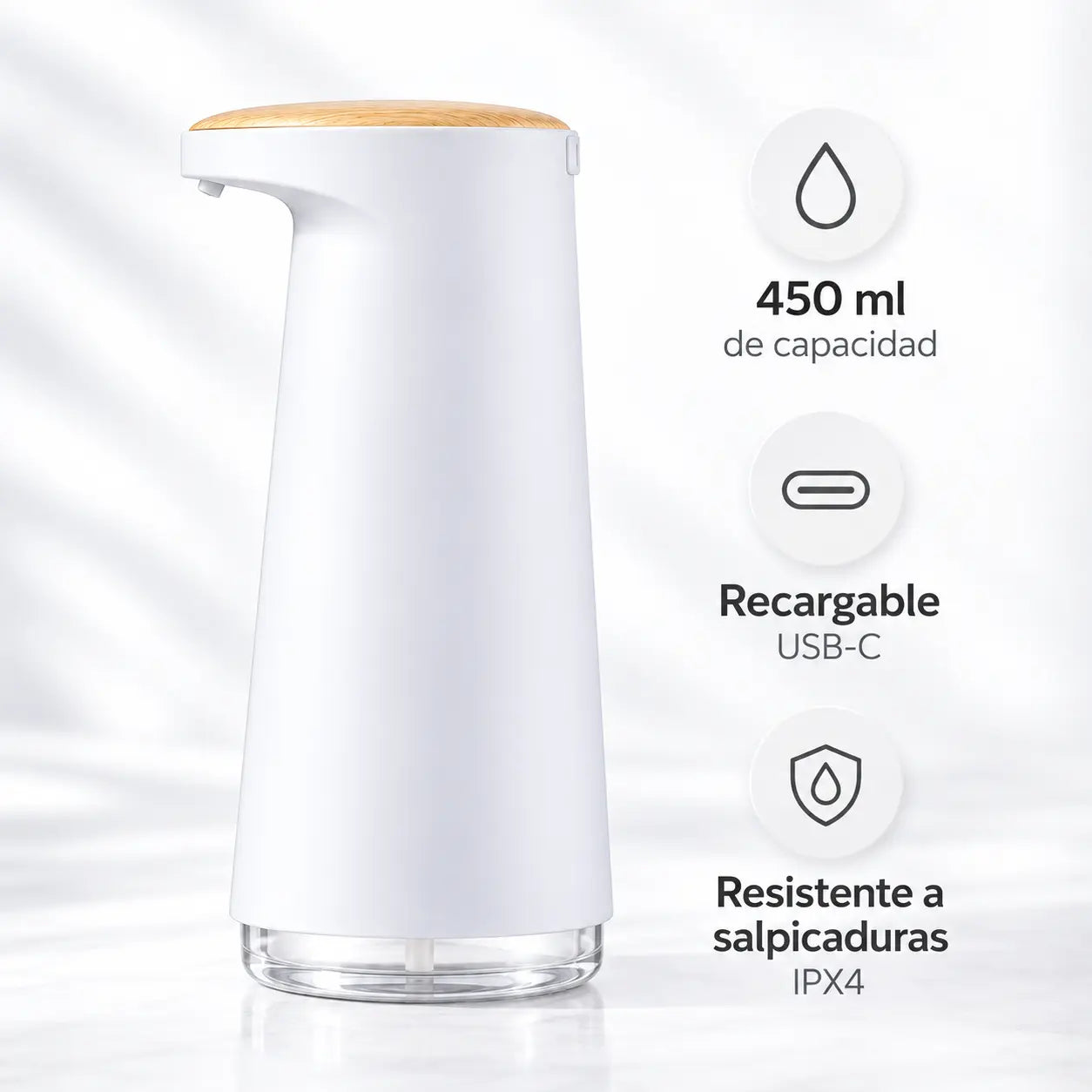 SmartFoam: 450 ml, recargable por USB-C y protección IPX4 frente a salpicaduras